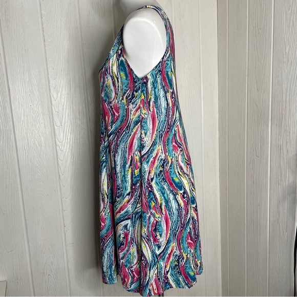 Shoreline Sleeveless Dress Small Bright Abstract Silver Metallic NWT Coverup - Picture 2 of 12